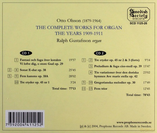 Otto Olsson: Semtliche Orgelwerke 1909-1911 [2CD]