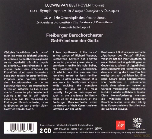 Beethoven: Symphony no 7 Freiburger Barockorchester Goltz (digipack) [2CD]