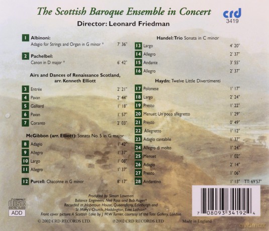 The Scottish Baroque Ensemble [CD]