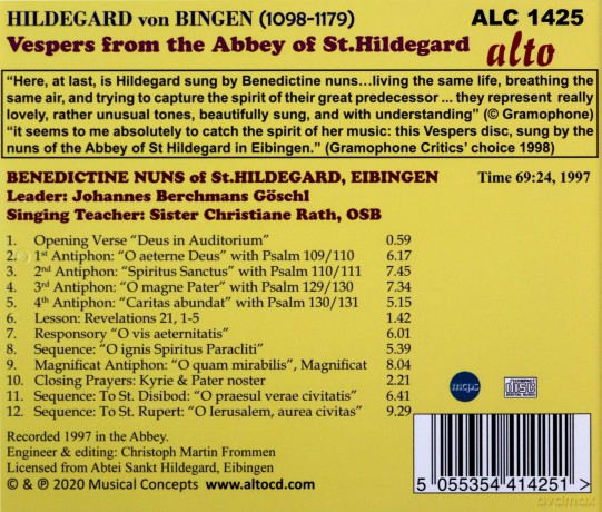 Hildegard von Bingen: Vespers from the Abbey of St.Hildegard [CD]