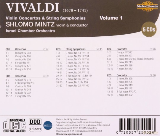 Antonio Vivaldi: Violinkonzerte vol. 1 [5CD]