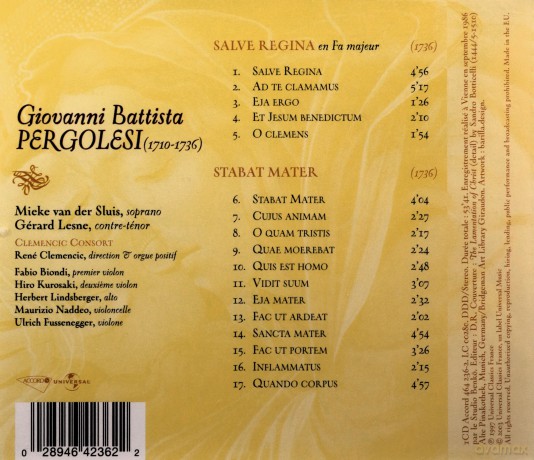 Clemencic Consort, Rene Clemencic: Giovanni Pergolesi Battista: Stabat Mater. Salve Regina [CD]