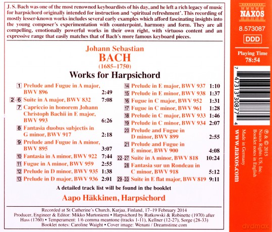Johann Sebastian Bach: Werke fur Cembalo [CD]