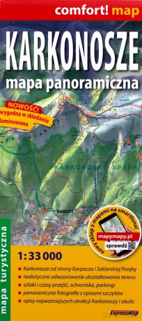 Karkonosze Mapa panoramiczna laminowana mapa turystyczna 1:33 000