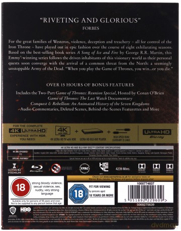 Gra o tron sezon 1-8 [BOX] [33xBlu-Ray 4K]