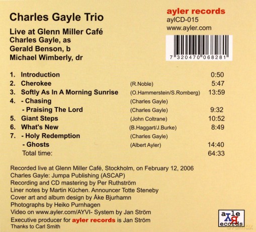 Charles Gayle Trio: Live at Glenn Miller Café [CD]