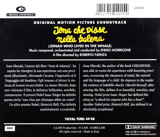 Jona Che Visse Nella Balena soundtrack (Lata Dzieciństwa) (Ennio Morricone) [CD]