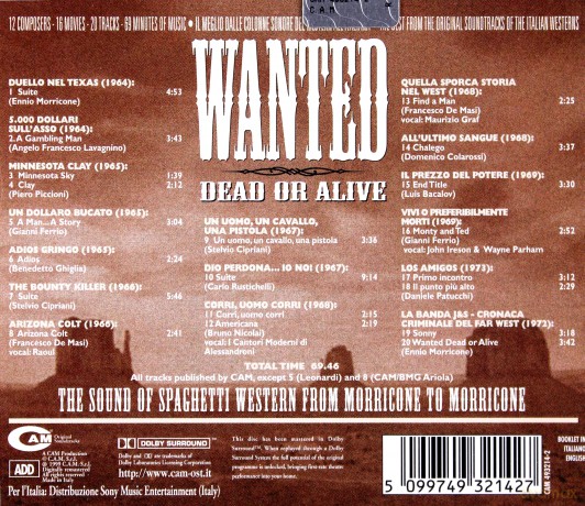 Wanted Dead Or Alive soundtrack (Poszukiwany Żywy Lub Martwy) [CD]