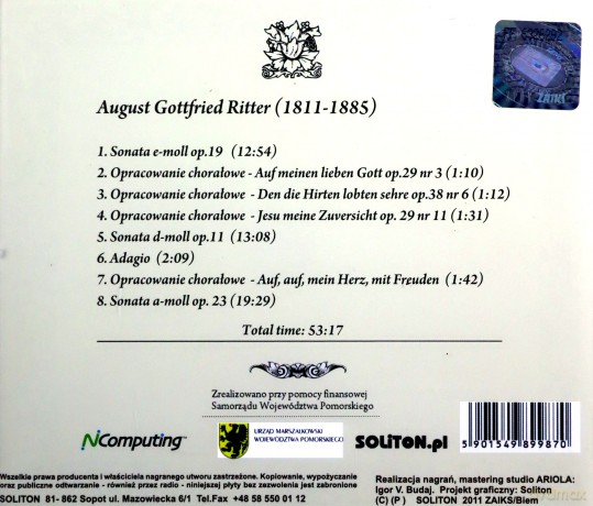Hanna Dys: August Gottfried Ritter. Dzieła wybrane [CD]