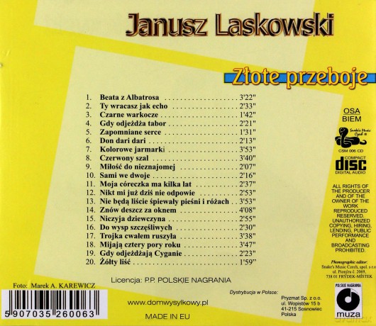 Janusz Laskowski - Złote Przeboje [CD]