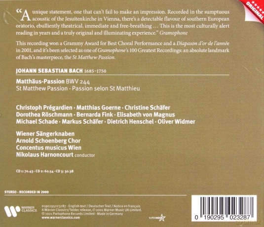 Nikolaus Harnoncourt: Bach: Matthaus-Passion (Das Alte Werk) [3CD]