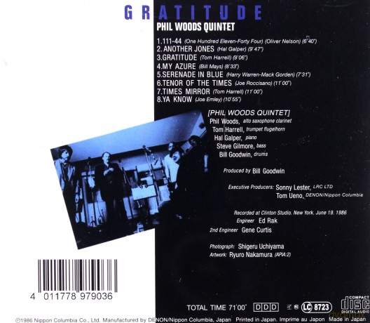 Phil Woods Quintet: Gratitude [CD]