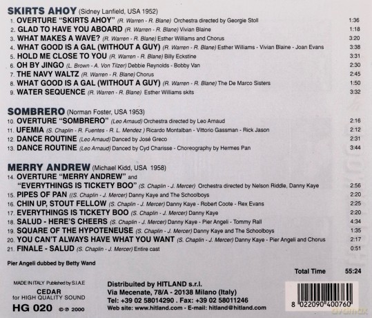 Skirts Ahoy/Sombrero/Merry Andrew soundtrack [CD]