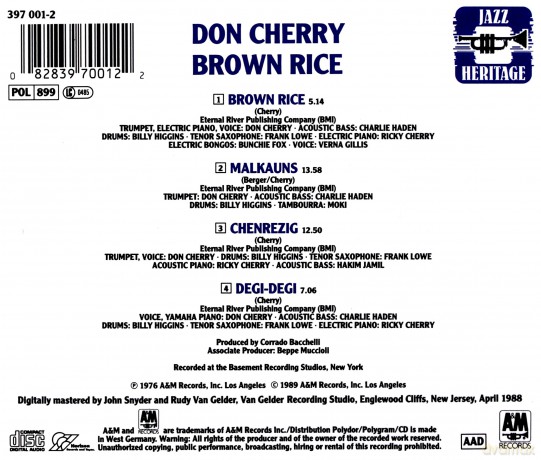 Don Cherry: Brown Rice [CD]