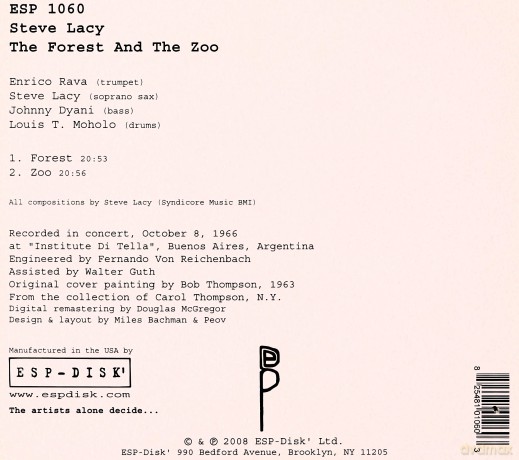 Steve Lacy, Enrico Rava, Johnny Dyani, Louis T. Moholo: The Forest And The Zoo (digipack) [CD]