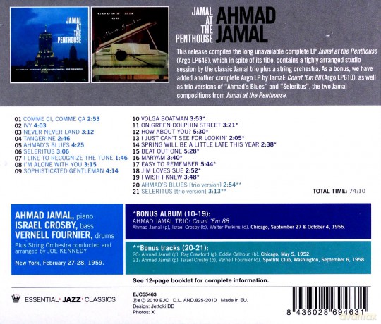Ahmad Jamal: Jamal At The Penthouse [CD]