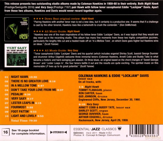 Coleman Hawkins, Eddie Lockjaw Davis: Night Hawk + Very Saxy [CD]