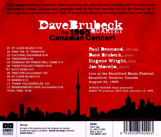 Dave Brubeck Quartet: The 1965 Canadian Concert [CD]