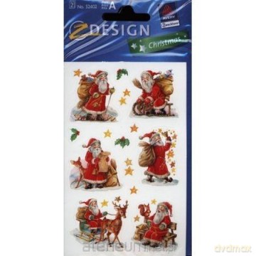 Naklejki błyszczące - Mikołaje