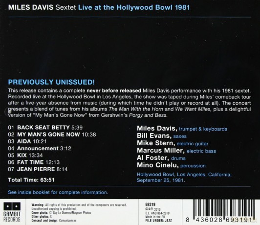 Miles Davis Sextet: Live At The Hollywood Bowl 1981 [CD]