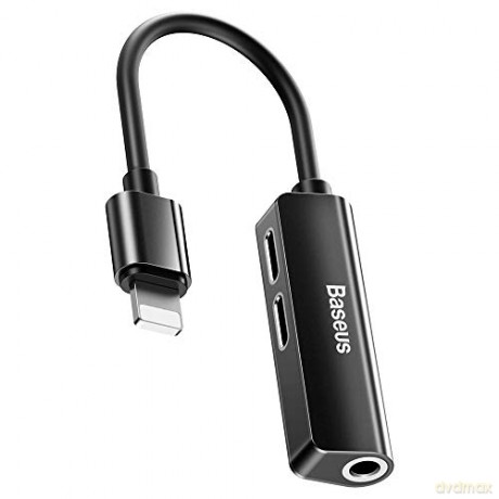 Baseus adapter L52 8-pin do 2x8-pin/jack 3,5mm czarny