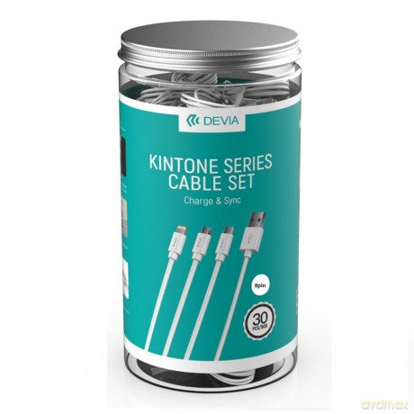 Devia kabel Kintone USB - Lightning 1,0 m 2A biały zestaw 30 szt