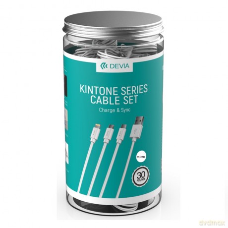 Devia kabel Kintone USB - microUSB 1,0 m 2A biały zestaw 30 szt