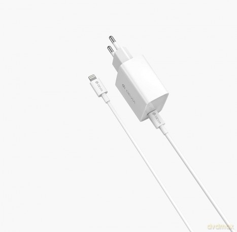 Devia ładowarka sieciowa Smart PD USB-C 1USB plus kabel USB-C - 8-pin biała 20W