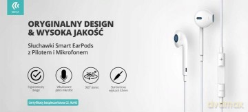 Devia słuchawki przewodowe Kintone białe