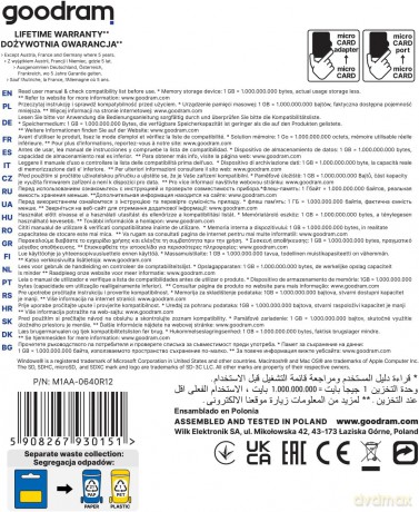 GoodRam microSDXC (64GB | klasa 10 | UHS I) 30/15 MB/s + adapter
