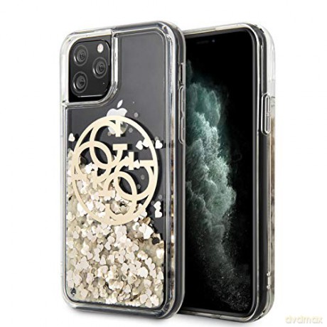 Guess iPhone 11 Pro GUHCN58LGGITDGO złoty hard case Circle Liquid Glitter