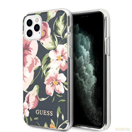 Guess iPhone 11 Pro Max GUHCN65IMLFL03 granatowy hard case Flower Collection