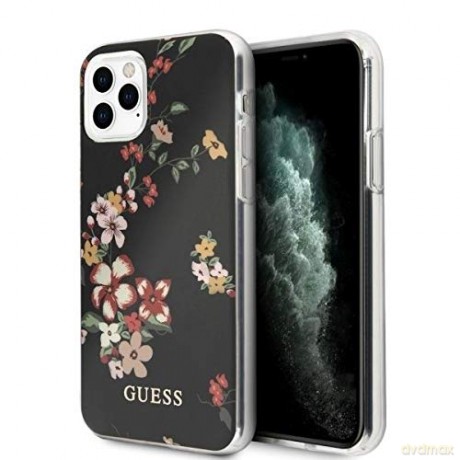 Guess iPhone 11 Pro Max GUHCN65IMLFL04 czarny hard case Flower Collection