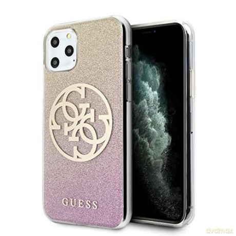 Guess iPhone 11 Pro Max GUHCN65PCUGLPGG złoto-różowy hard case Glitter Gradient 4G Logo