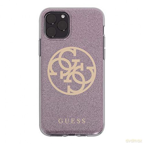 Guess iPhone 11 Pro Max GUHCN65PCUGLPI różowe hard case Glitter 4G Logo