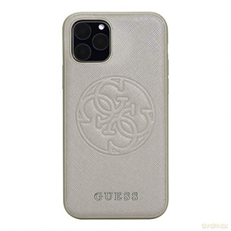 Guess iPhone 11 Pro Max GUHCN65RSSASGO złote hard case Saffiano Embossed Circle Logo