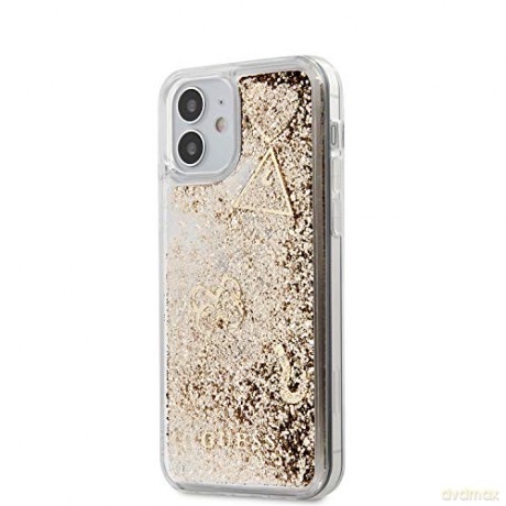 Guess iPhone 12 Mini 5 GUHCP12SGLHFLGO złoty hard case Glitter Charms
