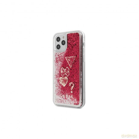 Guess iPhone 12 Mini 5 GUHCP12SGLHFLRA malinowy hard case Glitter Charms