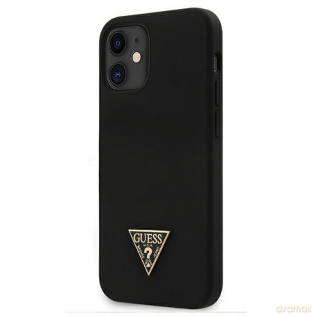 Guess iPhone 12 Mini 5 GUHCP12SLSTMBK czarne hard case Silicone Triangle Logo