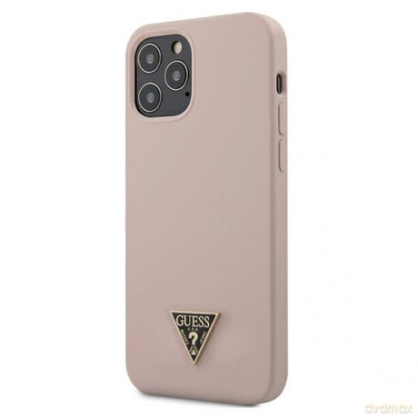 Guess iPhone 12 Pro Max 6,7 GUHCP12LLSTMLP jasnoróżowe hard case Silicone Triangle Logo
