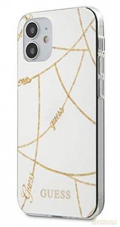 Guess iPhone 12 Mini 5 GUHCP12SPCUCHWH biały hard case Gold Chain Collection