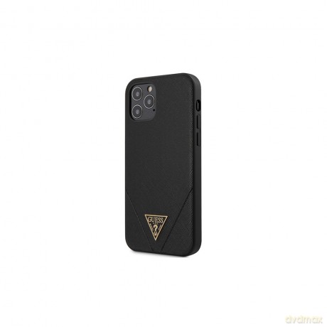 Guess iPhone 12 Mini 5 GUHCP12SVSATMLBK czarny hard case Saffiano