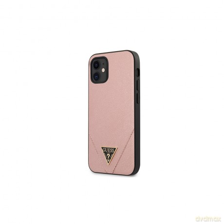 Guess iPhone 12 Mini 5 GUHCP12SVSATMLPI różowy hard case Saffiano