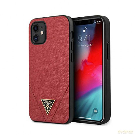 Guess iPhone 12 Mini 5 GUHCP12SVSATMLRE czerwony hard case Saffiano