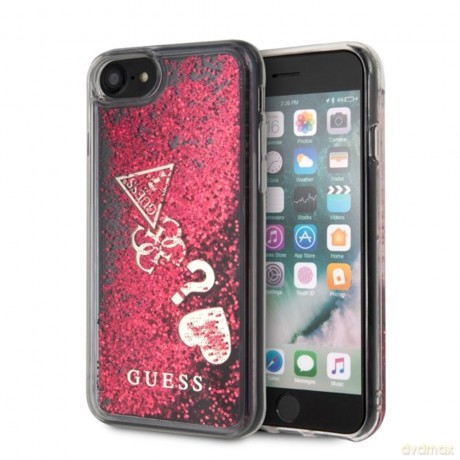 Guess iPhone 7/ iPhone 8/ iPhone SE2 GUHCI8GLHFLRA czerwone hard case Glitter Hearts