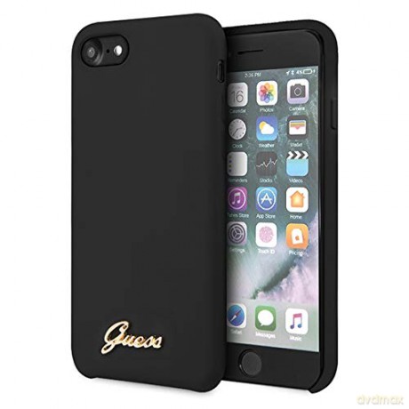 Guess iPhone 7/ iPhone 8/ iPhone SE2 GUHCI8LSLMGBK czarne hard case Silicone Vintage Gold Logo