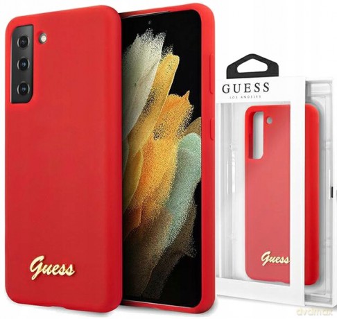 Guess Samsung S21 Plus GUHCS21MLSLMGRE czerwone hard case Vintage Gold Logo