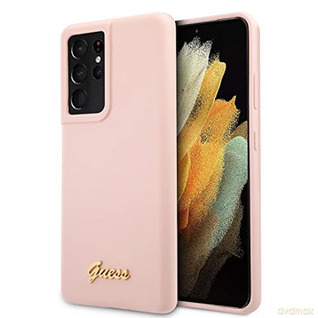 Guess Samsung S21 Ultra GUHCS21LLSLMGLP jasno-różowe hard case Vintage Gold Logo