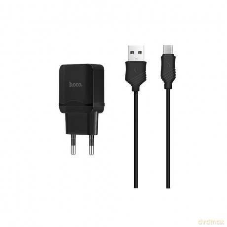 HOCO Ładowarka sieciowa C22A plus kabel micro czarna 1USB 2,4A