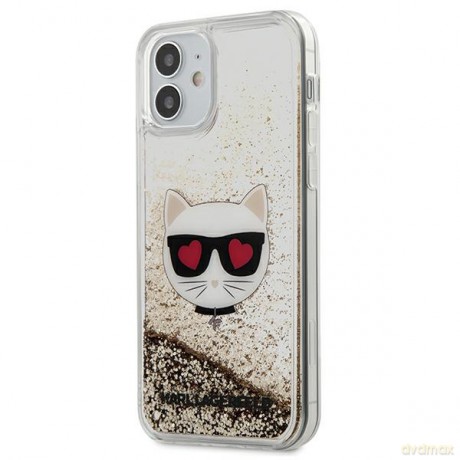 Karl Lagerfeld iPhone 12 Mini 5 KLHCP12SLCGLGO złote hard case Liquid Glitter Choupette